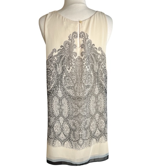 Max Studio Cream & Black Patterned Sleeveless Blouse – Asymmetrical Hem - Picture 2 of 7